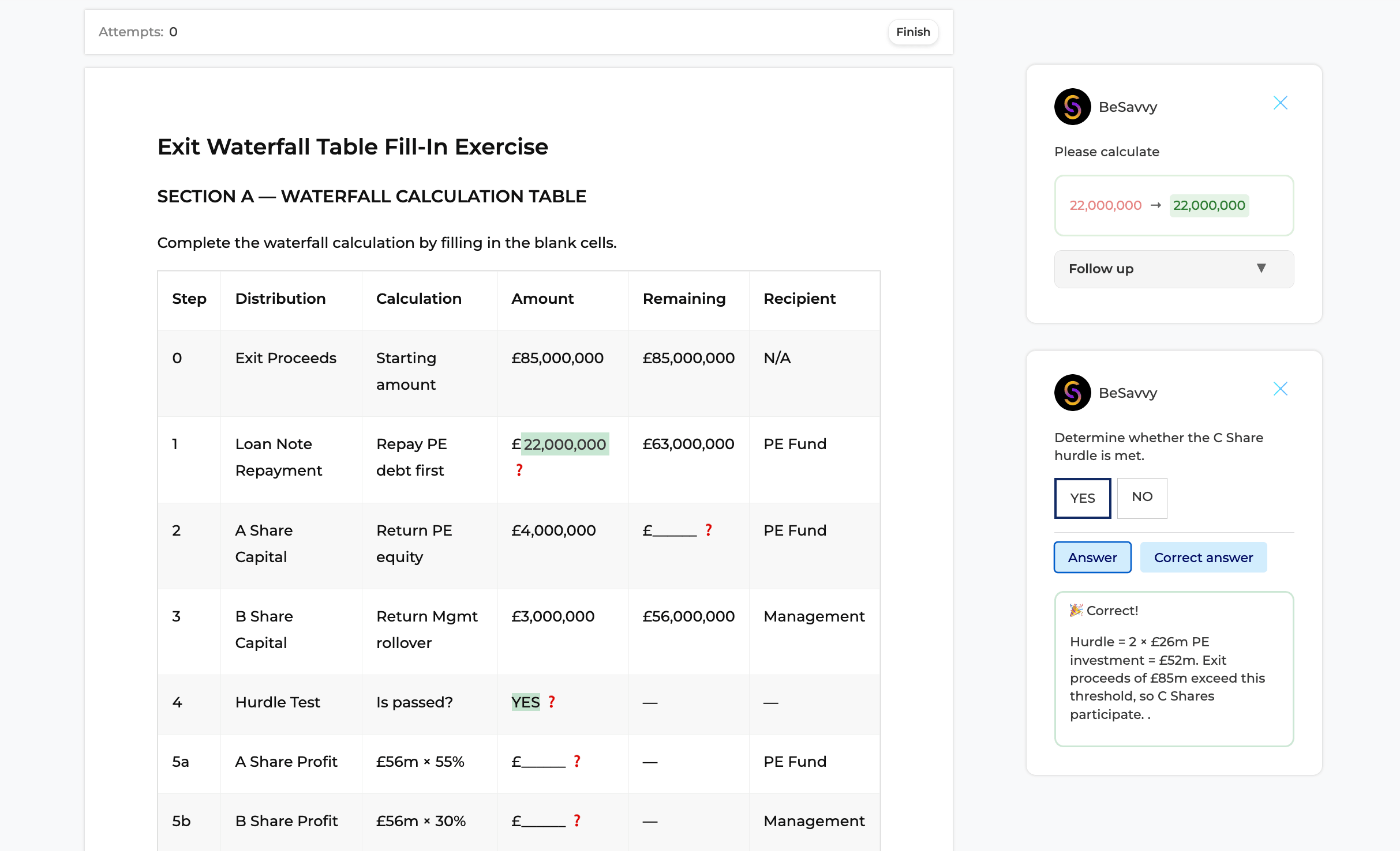BeSavvy simulator — drafting and review
