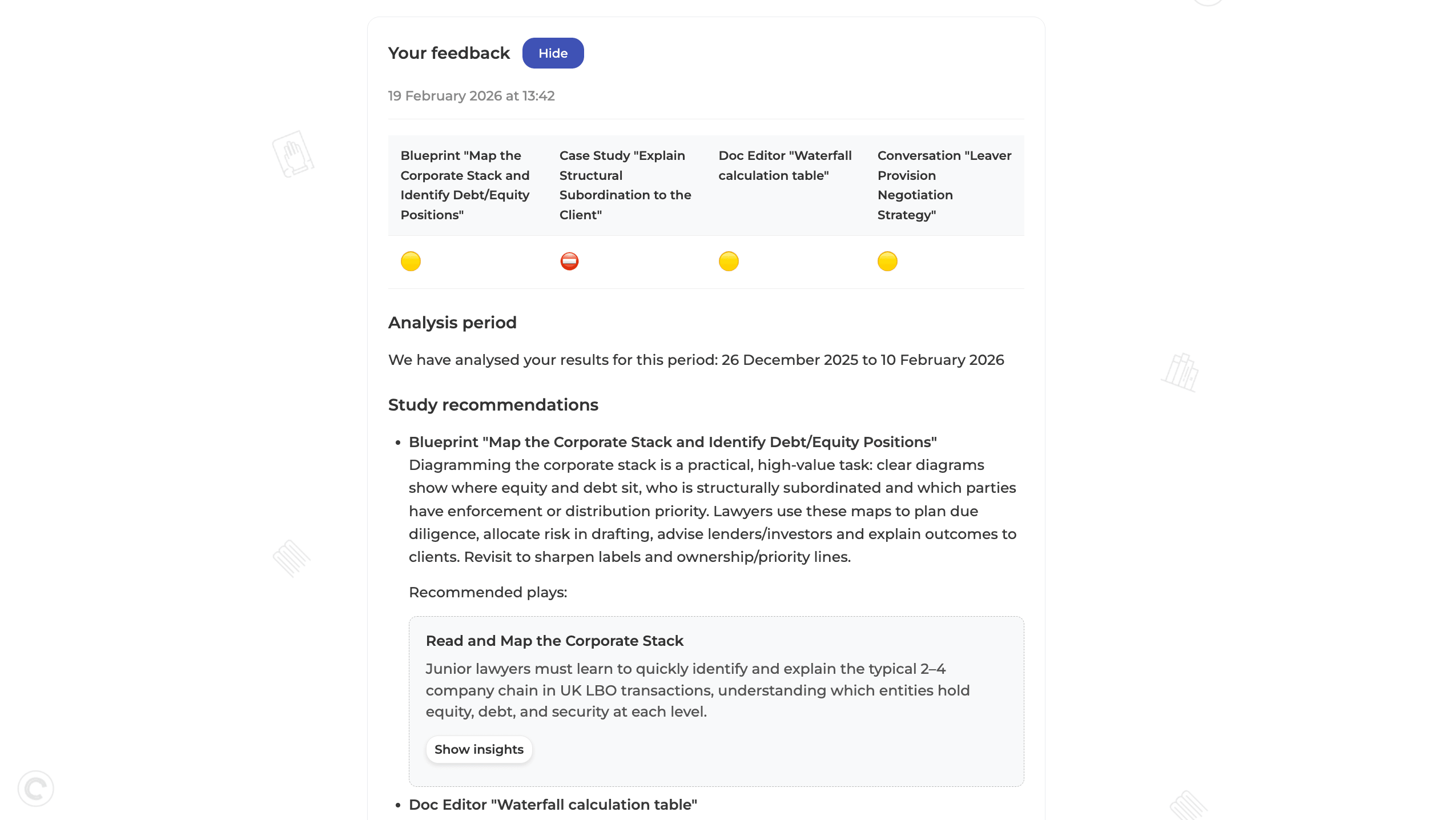 BeSavvy simulator — feedback and scoring